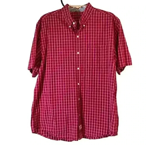 IZOD Saltwater Relaxed Classics Red White Plaid Blue Button Up men’s size Large - Picture 1 of 10